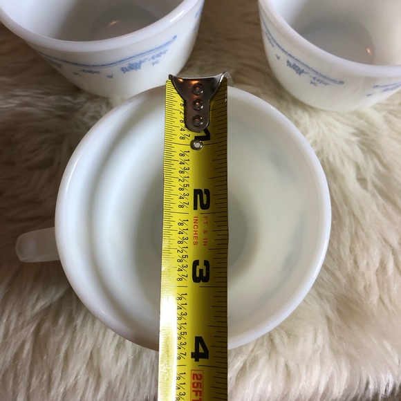 3 Vintage Pyrex Milk Glass morning Blue Mugs - Picture 8 of 8